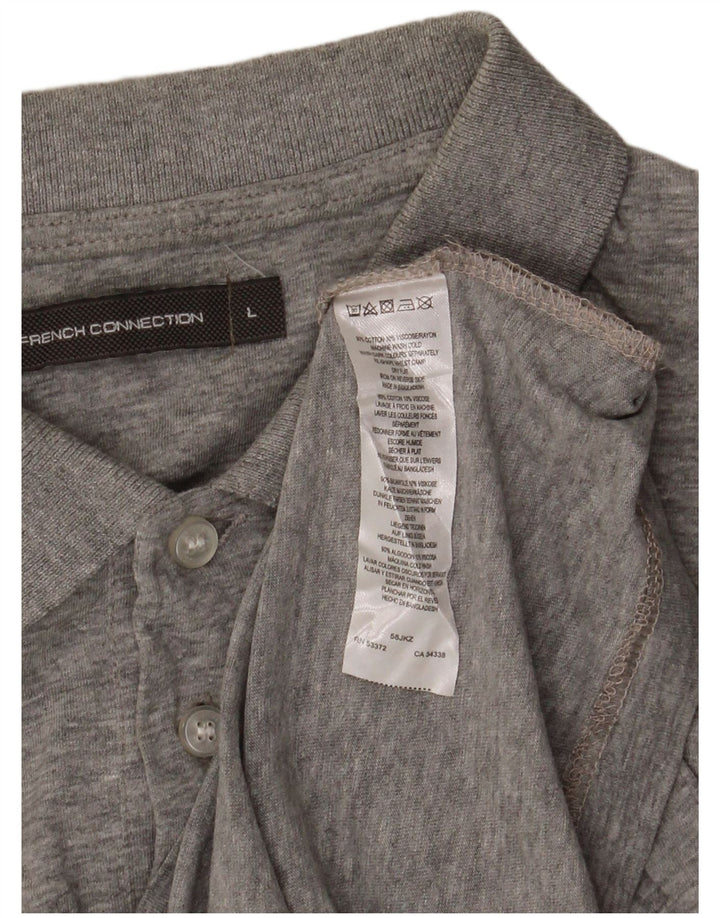 French Connection Mens Polo Shirt Large Grey Flecked Cotton