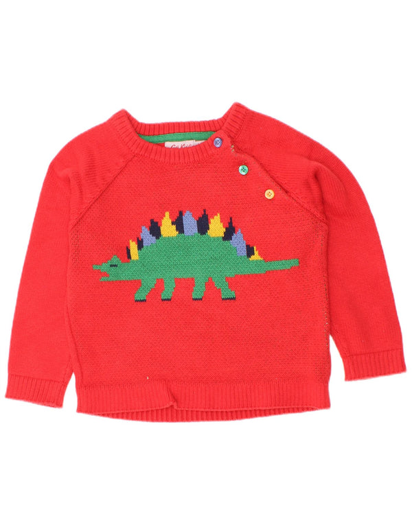 Cath Kidston Boys Crew Neck Jumper Sweater 2-3 Years Red Animal Print