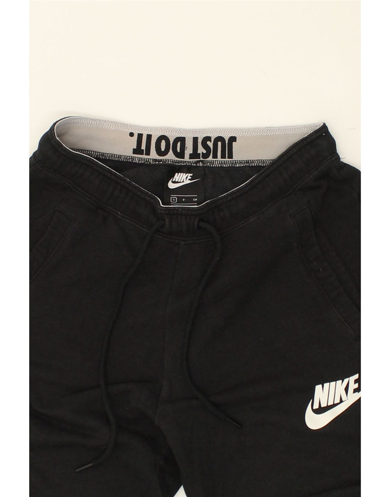 NIKE Mens Graphic Tracksuit Trousers Joggers Small Black Cotton | Vintage Nike | Thrift | Second-Hand Nike | Used Clothing | Messina Hembry 