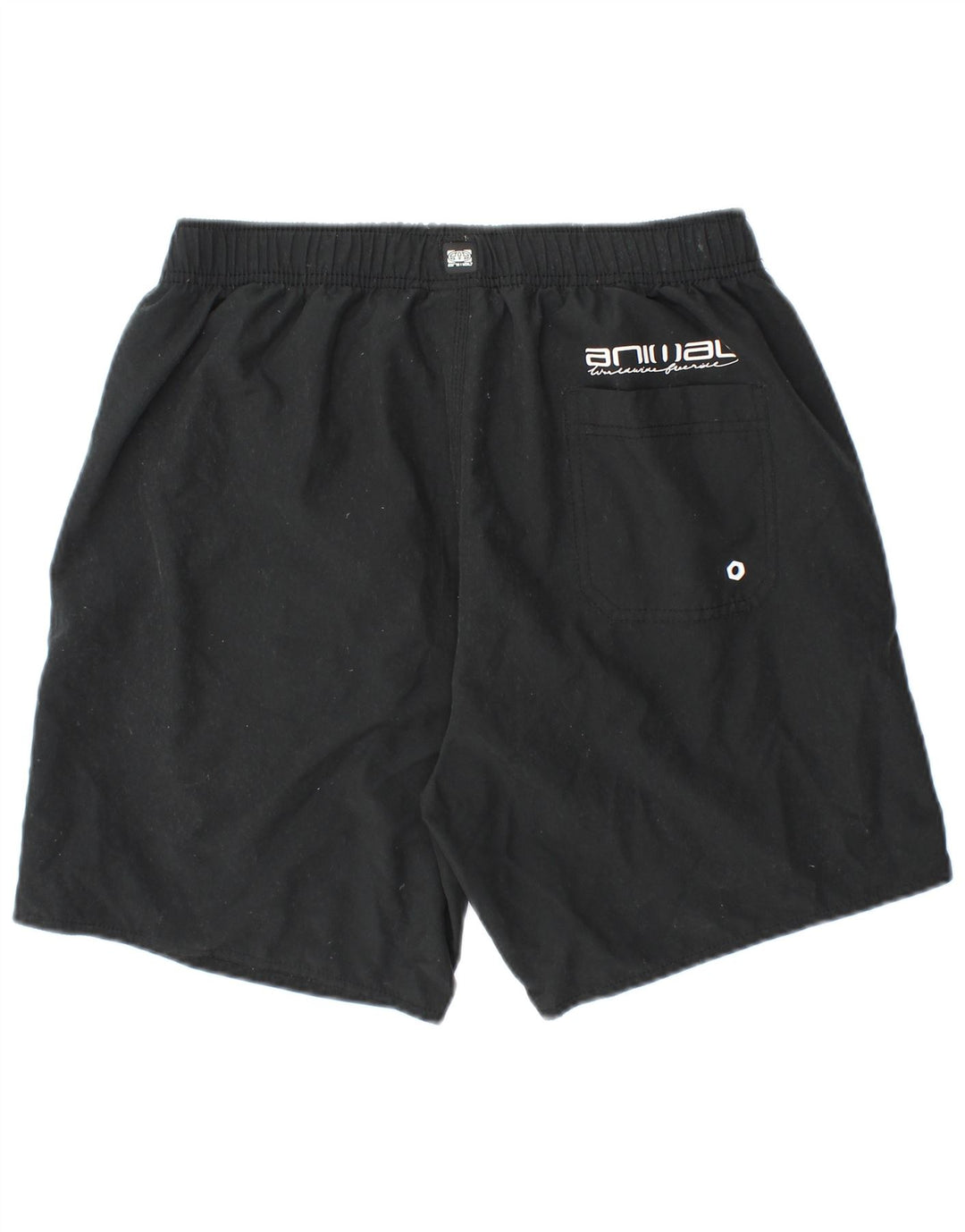 ANIMAL Mens Graphic Swimming Shorts Large  Black Polyester