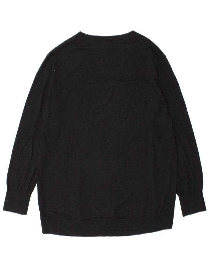 Massimo Dutti Mens V-Neck Jumper Sweater Small Black