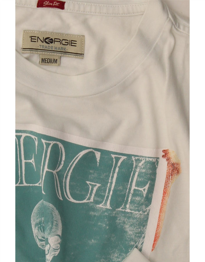 ENERGIE Mens Graphic T-Shirt Top Medium White