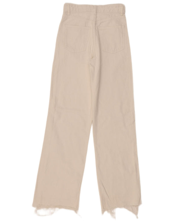 Zara Womens High Waist Wide Leg Jeans EU 36 XS W26 L34 White