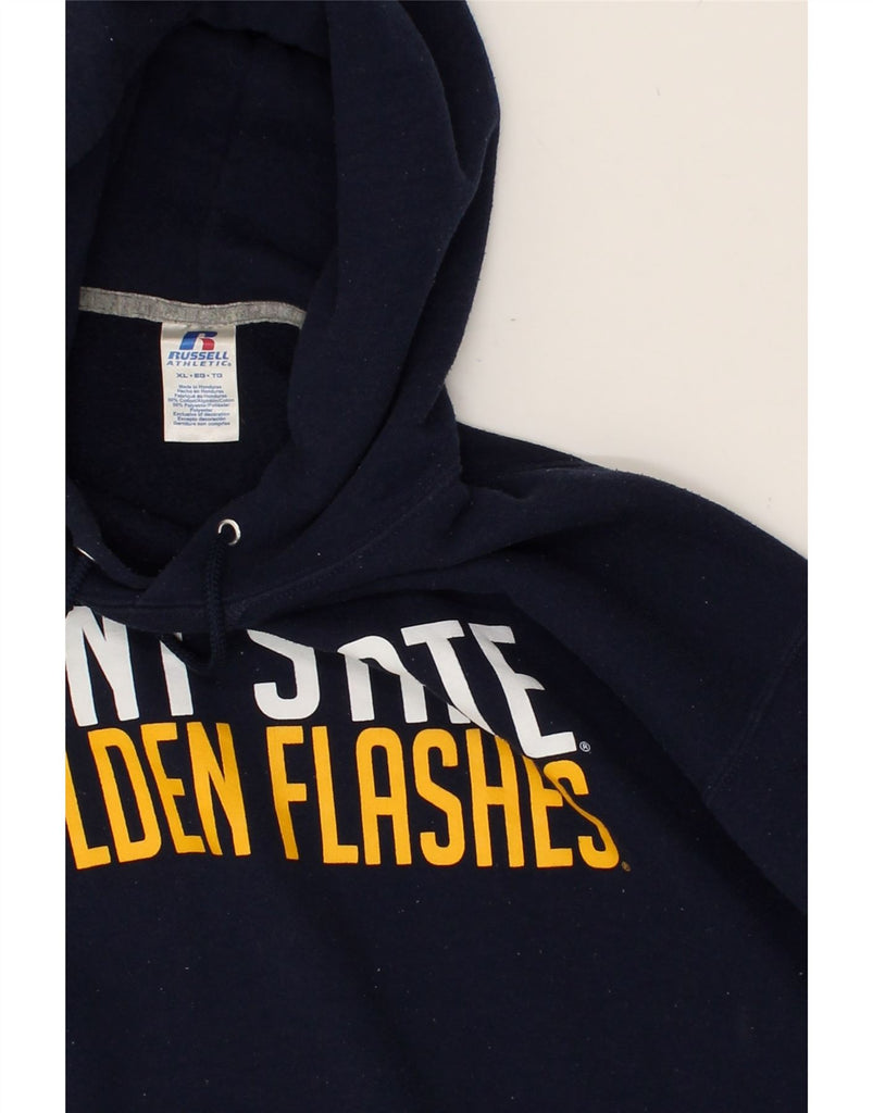 RUSSELL ATHLETIC Mens Graphic Hoodie Jumper XL Navy Blue Cotton | Vintage Russell Athletic | Thrift | Second-Hand Russell Athletic | Used Clothing | Messina Hembry 