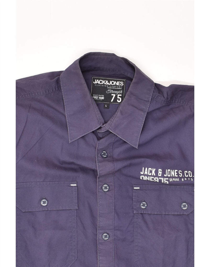 JACK & JONES Mens Extra Slim Fit Shirt Large Navy Blue | Vintage Jack & Jones | Thrift | Second-Hand Jack & Jones | Used Clothing | Messina Hembry 