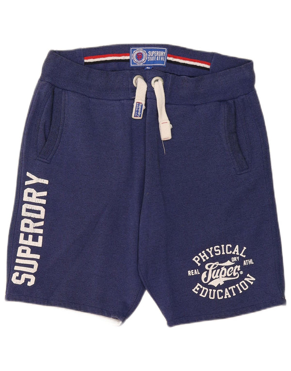 Superdry Mens Graphic Sport Shorts Large Navy Blue Cotton