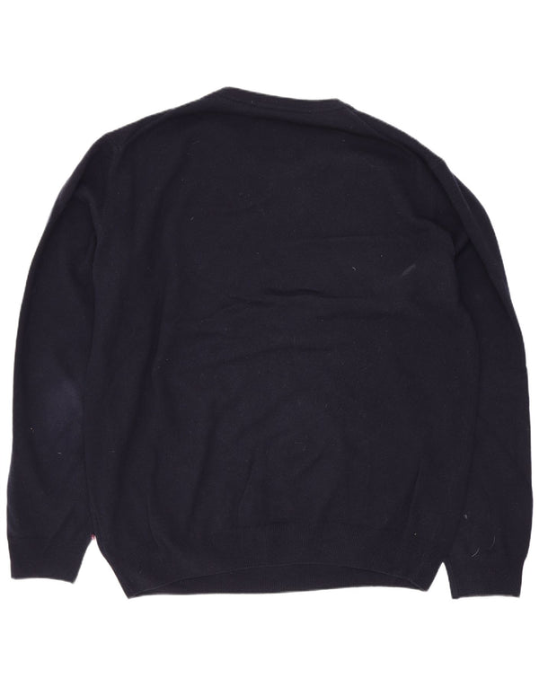 Gant Mens Crew Neck Jumper Sweater XL Navy Blue Lambswool