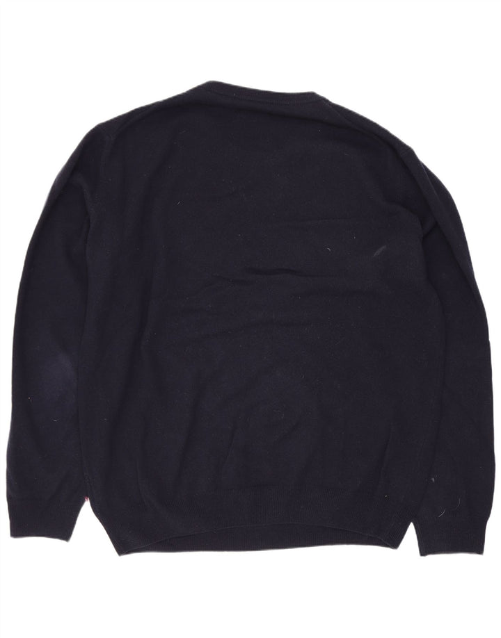 Gant Mens Crew Neck Jumper Sweater XL Navy Blue Lambswool