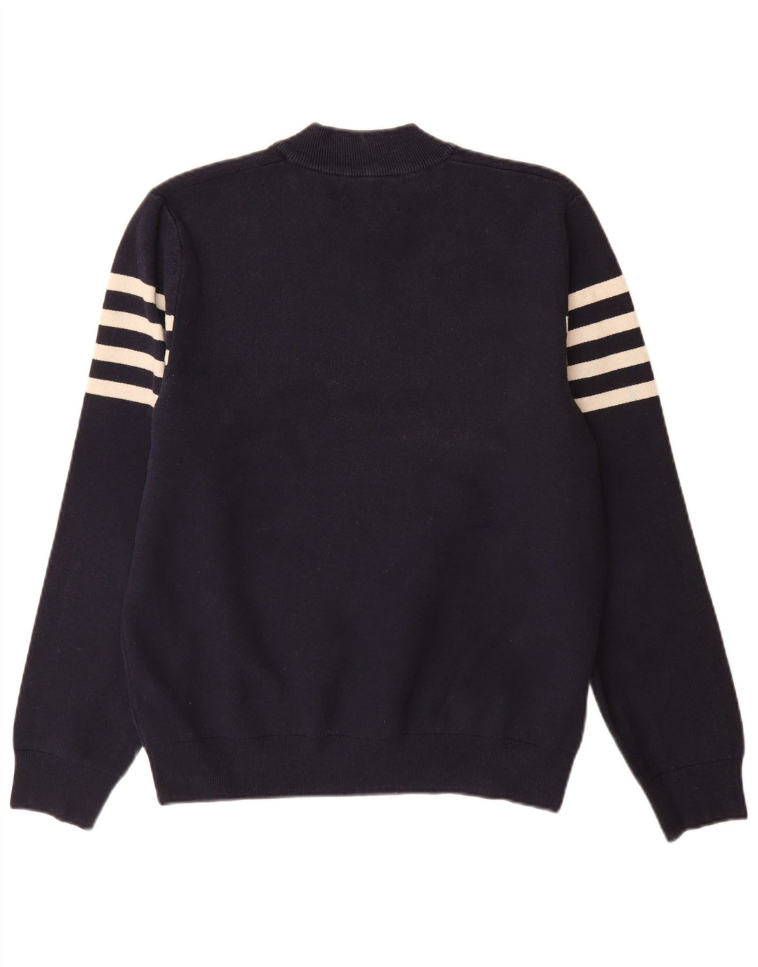 Marks & Spencer Mens Zip Neck Jumper Sweater Large Navy Blue Striped