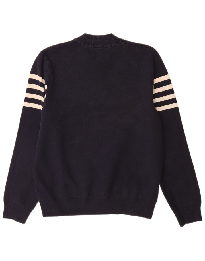 Marks & Spencer Mens Zip Neck Jumper Sweater Large Navy Blue Striped