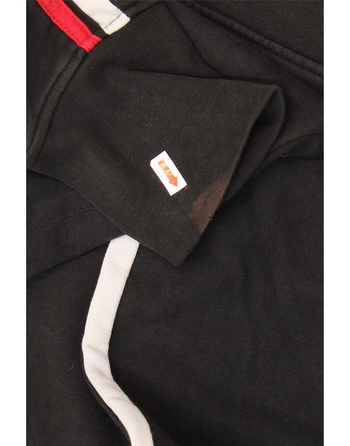 FILA Womens Crop Graphic Hoodie Jumper UK 18 XL Black Colourblock Cotton