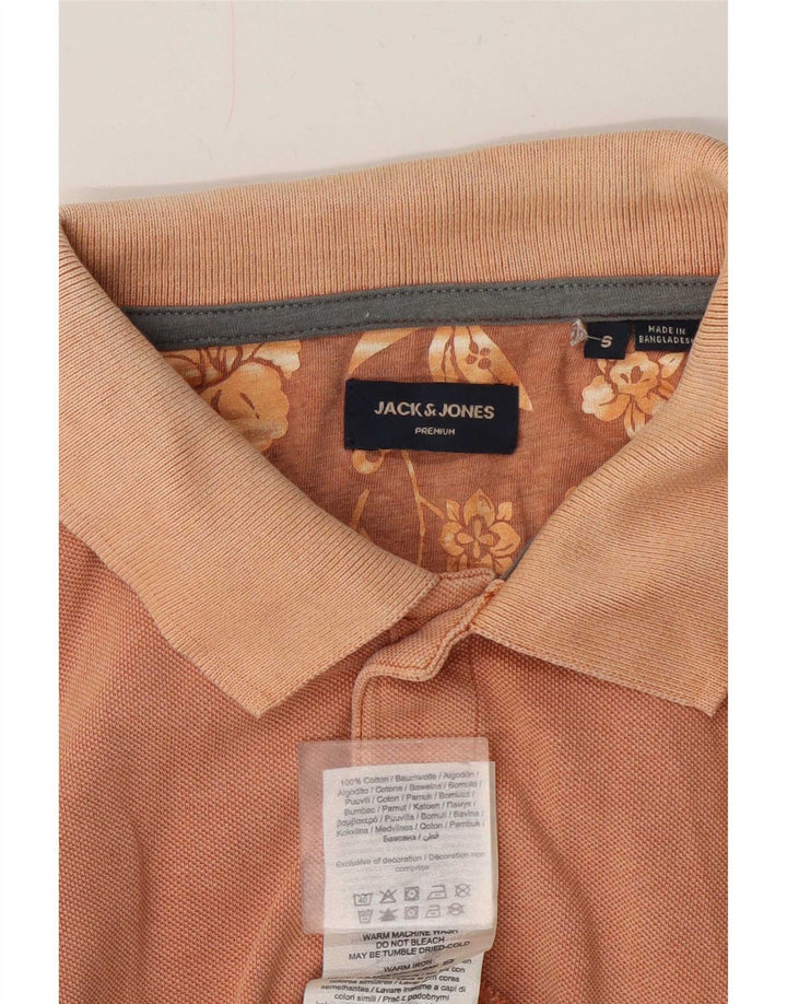 Jack & Jones Mens Polo Shirt Small Orange Cotton