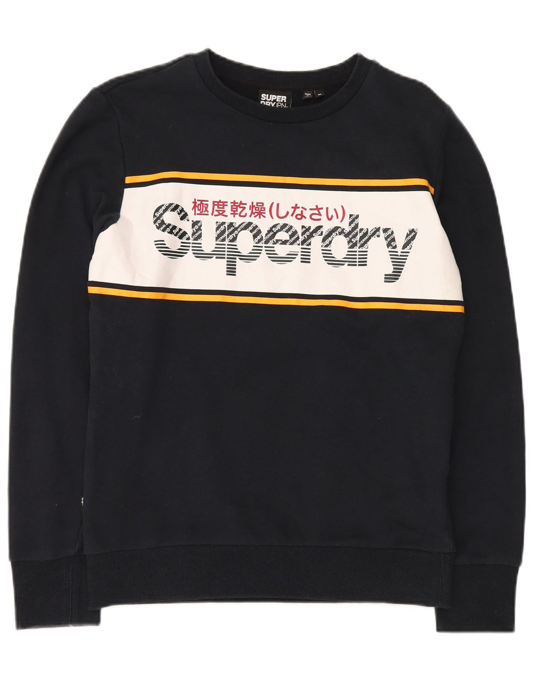 Superdry Mens Graphic Sweatshirt Jumper Medium Black Colourblock Cotton