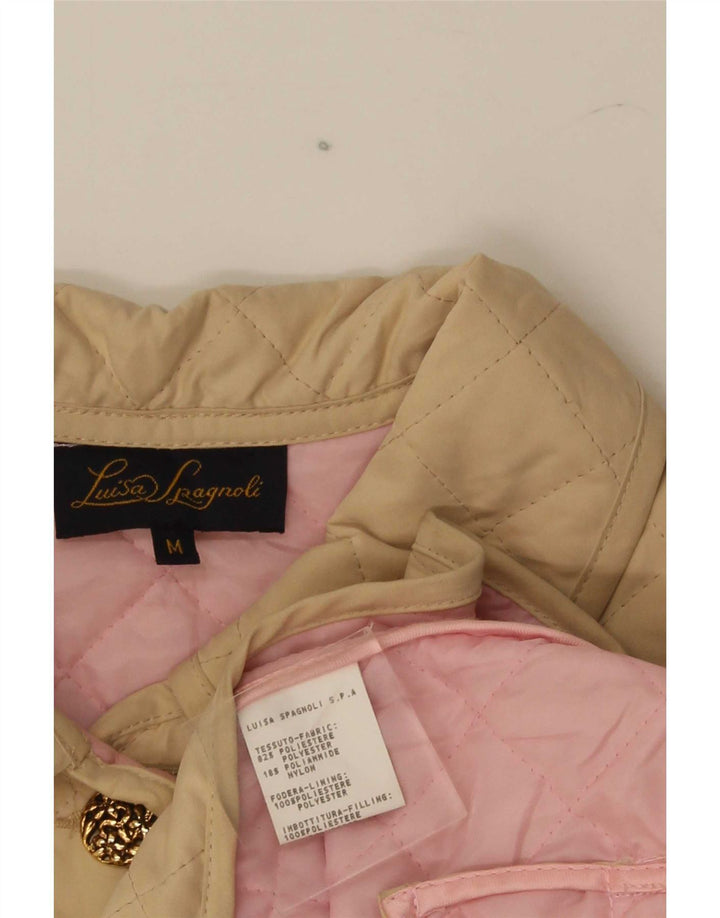 Luisa Spagnoli Womens Quilted Jacket UK 14 Medium Beige Polyester