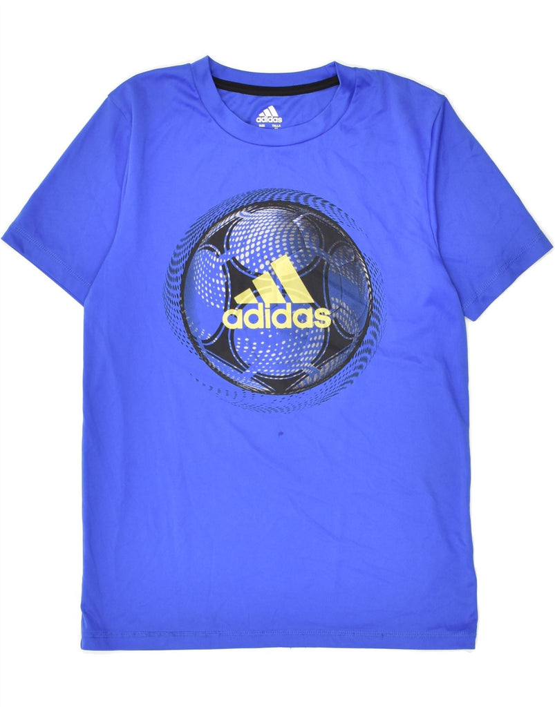 ADIDAS Boys Graphic T-Shirt Top 10-11 Years Medium  Blue Polyester | Vintage Adidas | Thrift | Second-Hand Adidas | Used Clothing | Messina Hembry 