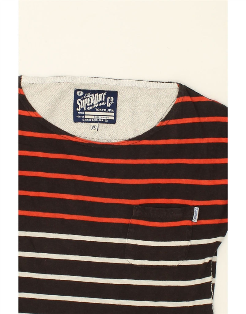 SUPERDRY Womens Loose Fit Top Long Sleeve UK 6 XS Black Striped Cotton | Vintage Superdry | Thrift | Second-Hand Superdry | Used Clothing | Messina Hembry 