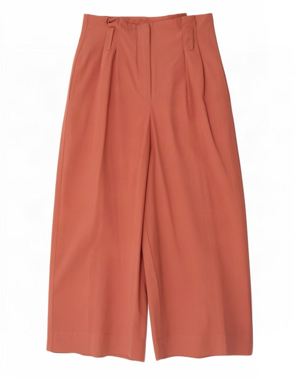 Zara Womens High Waist Wide Leg Casual Trousers XS W24 L23 Pink Cotton