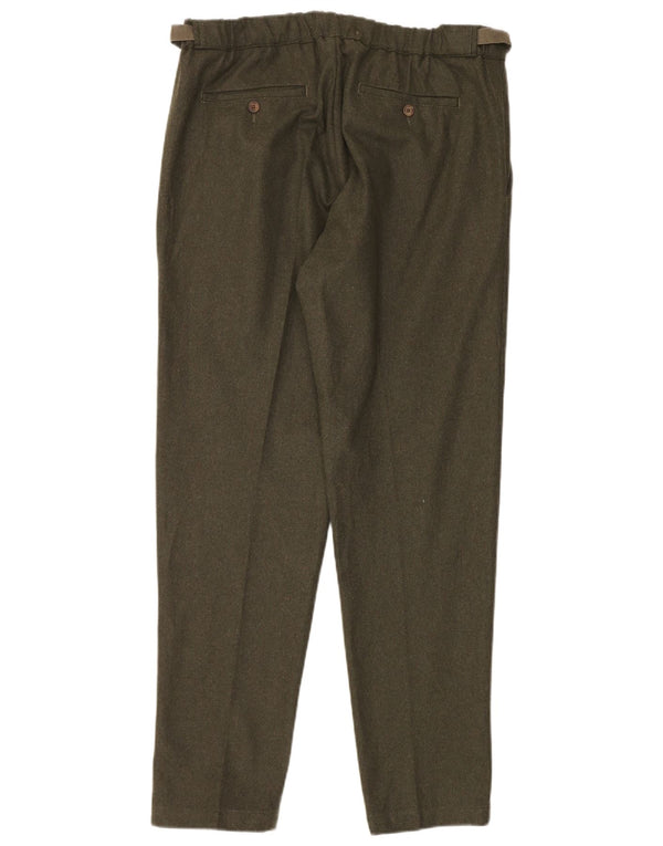 Myths Mens Slim Casual Trousers IT 52 XL W36 L32 Green Wool