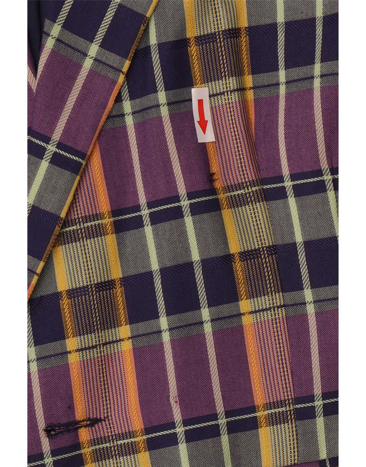 Vintage Womens Short Sleeve Blazer Jacket UK 14 Medium Multicoloured Check