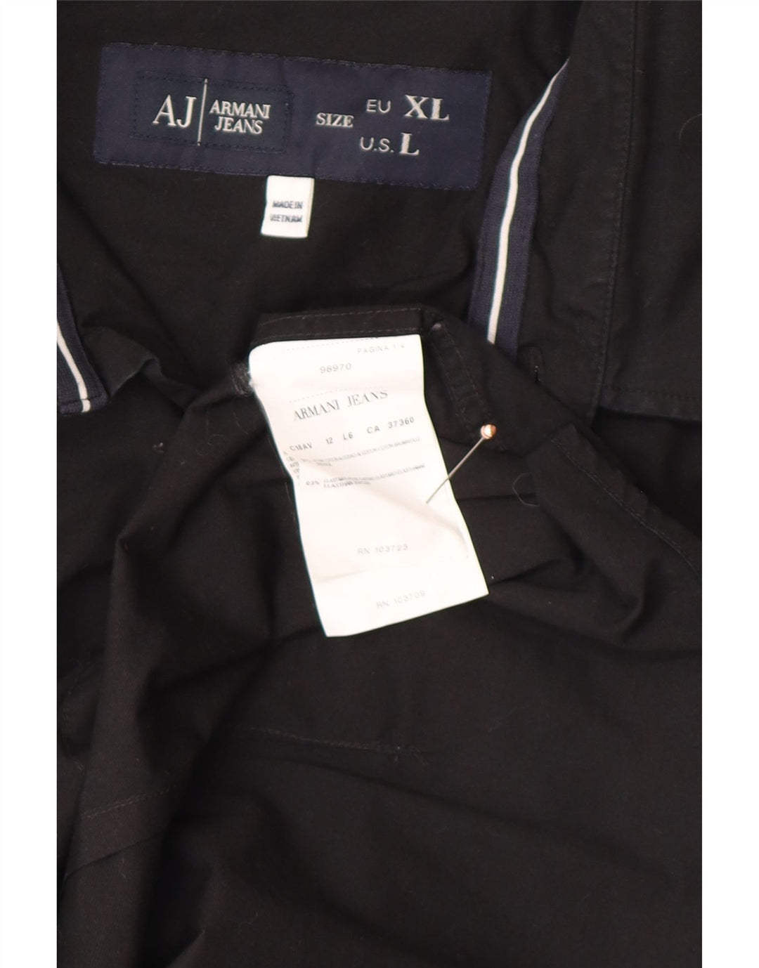 ARMANI JEANS Mens Shirt Large Black Cotton