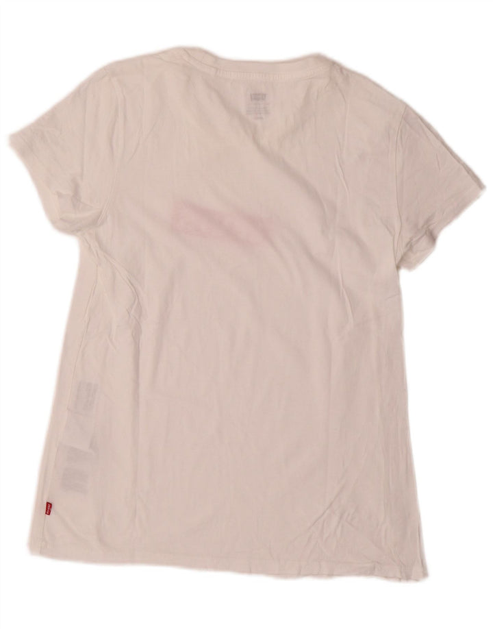 Levi's Womens Graphic T-Shirt Top UK 10 Small White Cotton