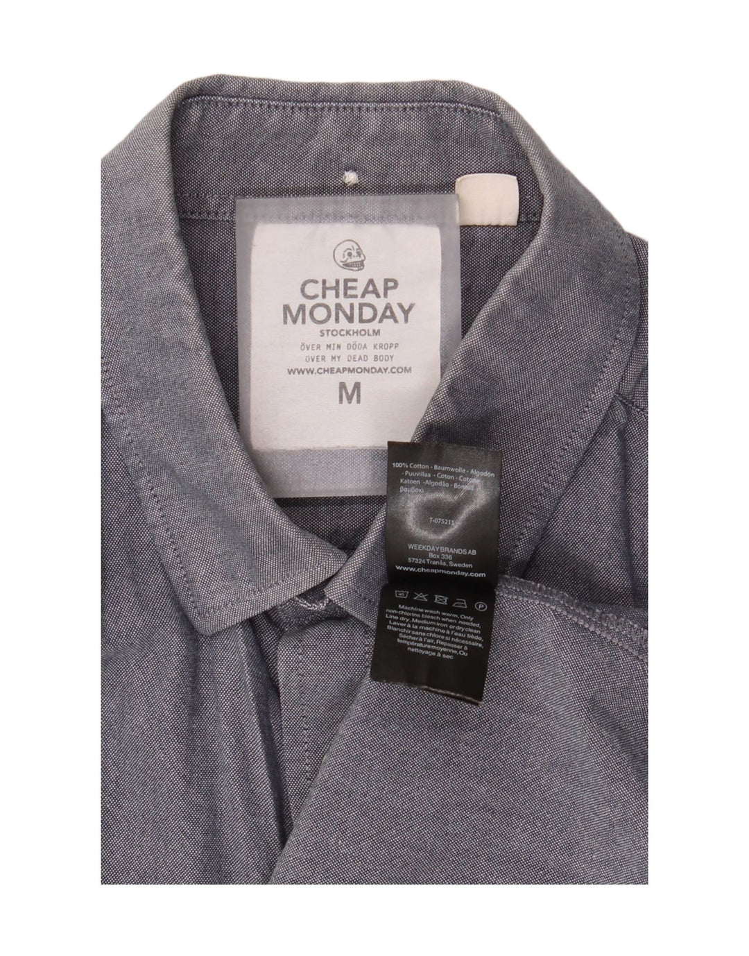Cheap Monday Mens Shirt Medium Grey Cotton