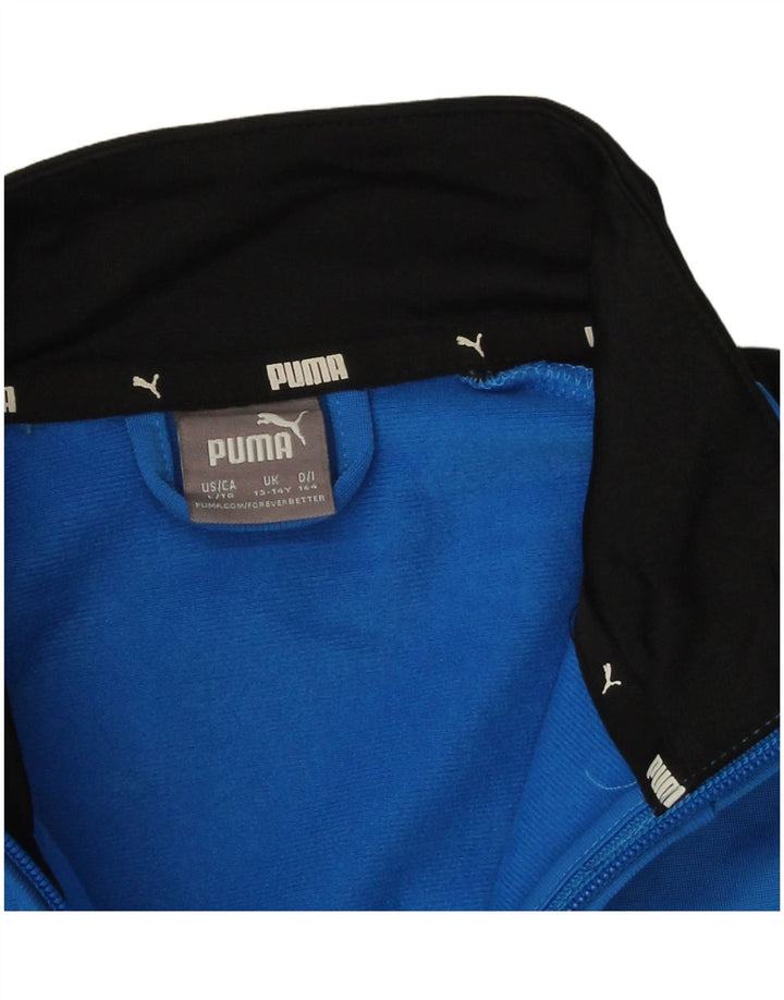 Puma Boys Graphic Tracksuit Top Jacket 13-14 Years Blue Colourblock