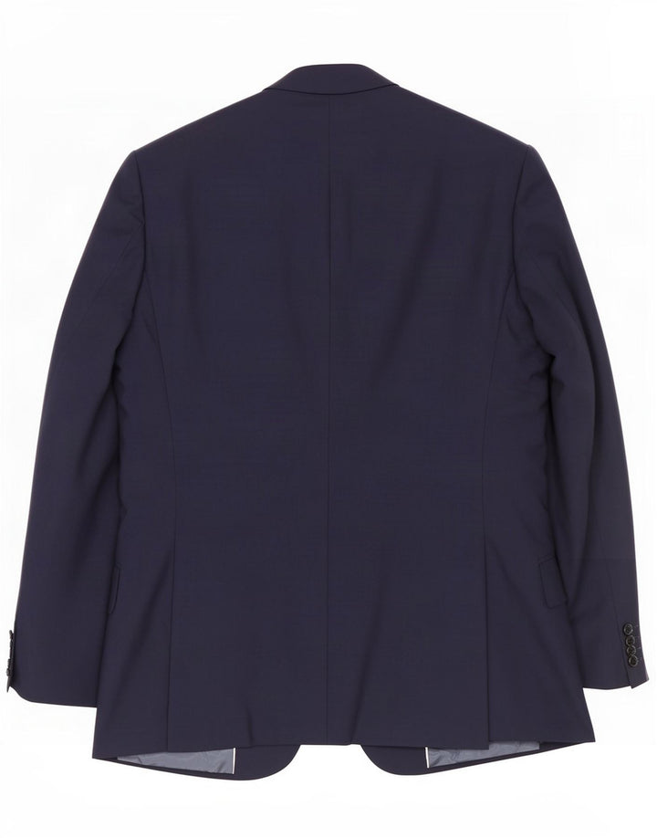 Reiss Mens 1 Button Blazer Jacket UK 38 Medium Navy Blue Wool