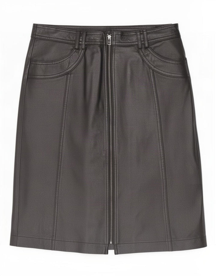 Vintage Womens Leather Skirt UK 12 Medium W32 Black