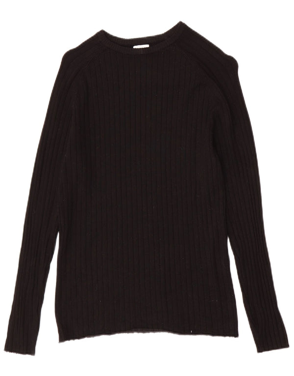 Zara Mens Boat Neck Jumper Sweater Small Black Viscose