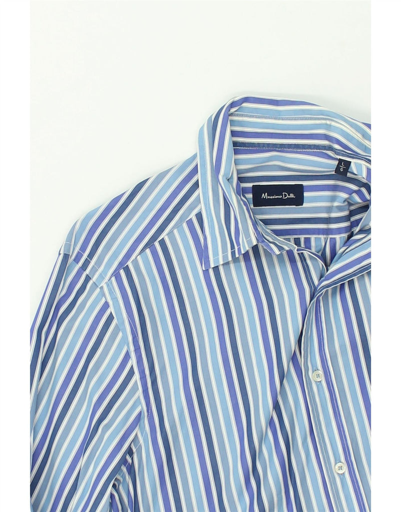 MASSIMO DUTTI Mens Shirt Large Blue Striped Cotton | Vintage Massimo Dutti | Thrift | Second-Hand Massimo Dutti | Used Clothing | Messina Hembry 