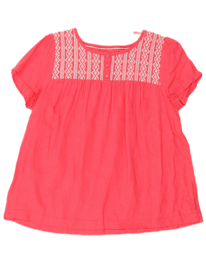 Marks & Spencer Womens Blouse Top UK 16 Large  Pink Geometric Linen