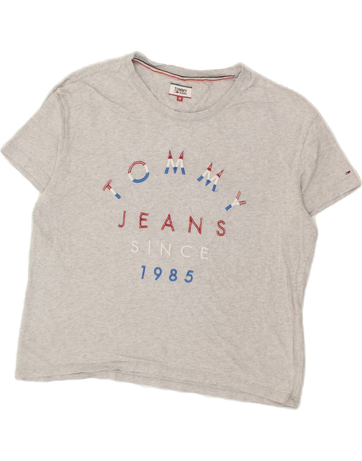 TOMMY HILFIGER Womens Graphic T-Shirt Top UK 14 Medium Grey Vintage Tommy Hilfiger and Second-Hand Tommy Hilfiger from Messina Hembry 