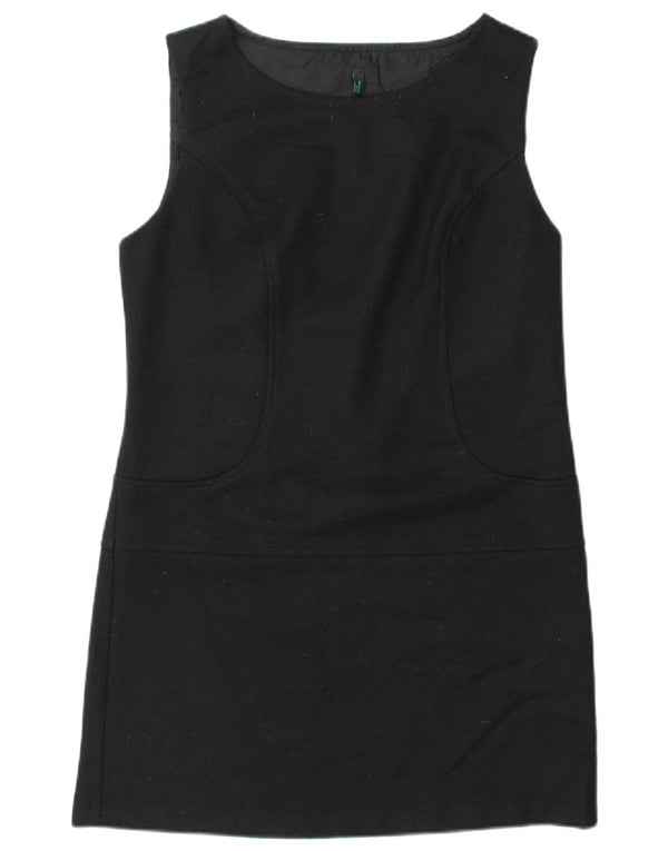 Benetton Womens Sleeveless Shift Dress UK 12 Medium Black Wool
