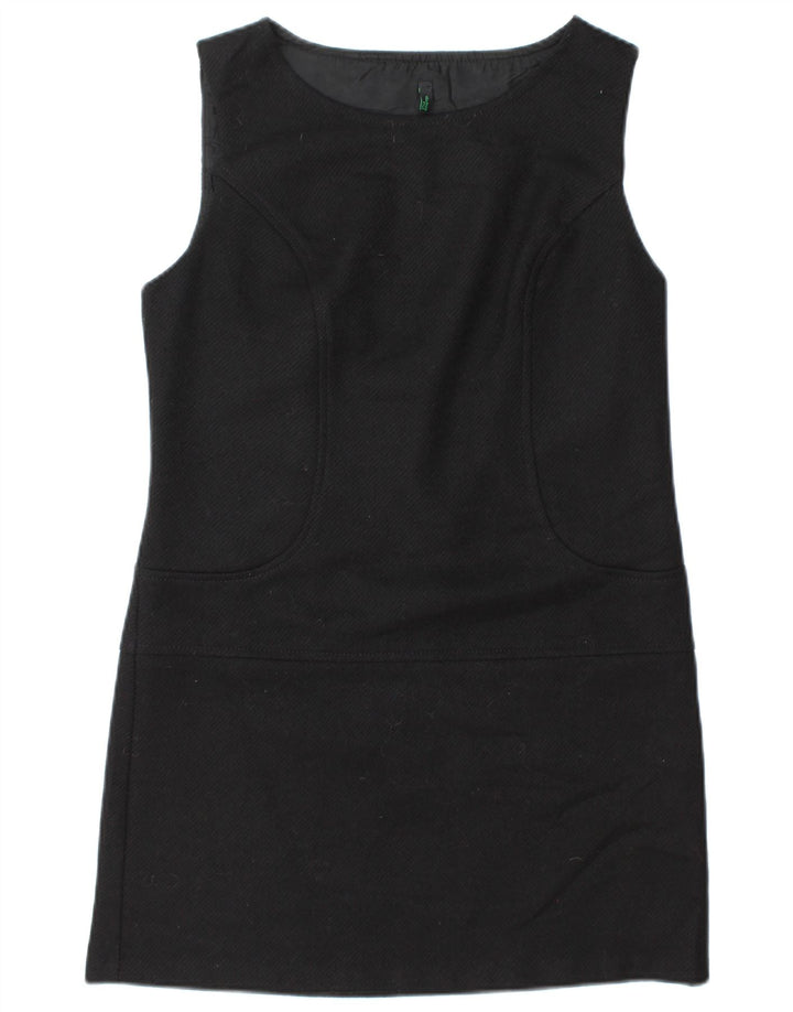 Benetton Womens Sleeveless Shift Dress UK 12 Medium Black Wool