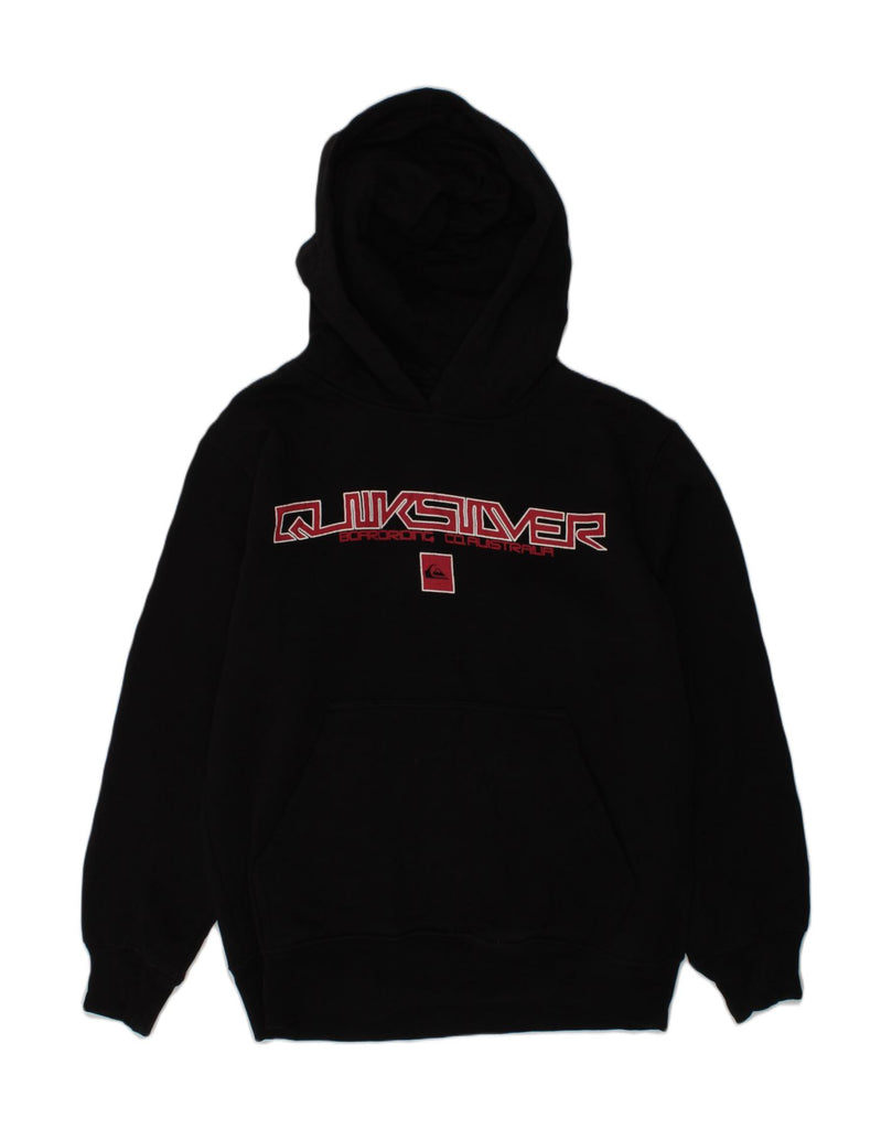 QUIKSILVER Boys Graphic Hoodie Jumper 9-10 Years Black Cotton | Vintage Quiksilver | Thrift | Second-Hand Quiksilver | Used Clothing | Messina Hembry 