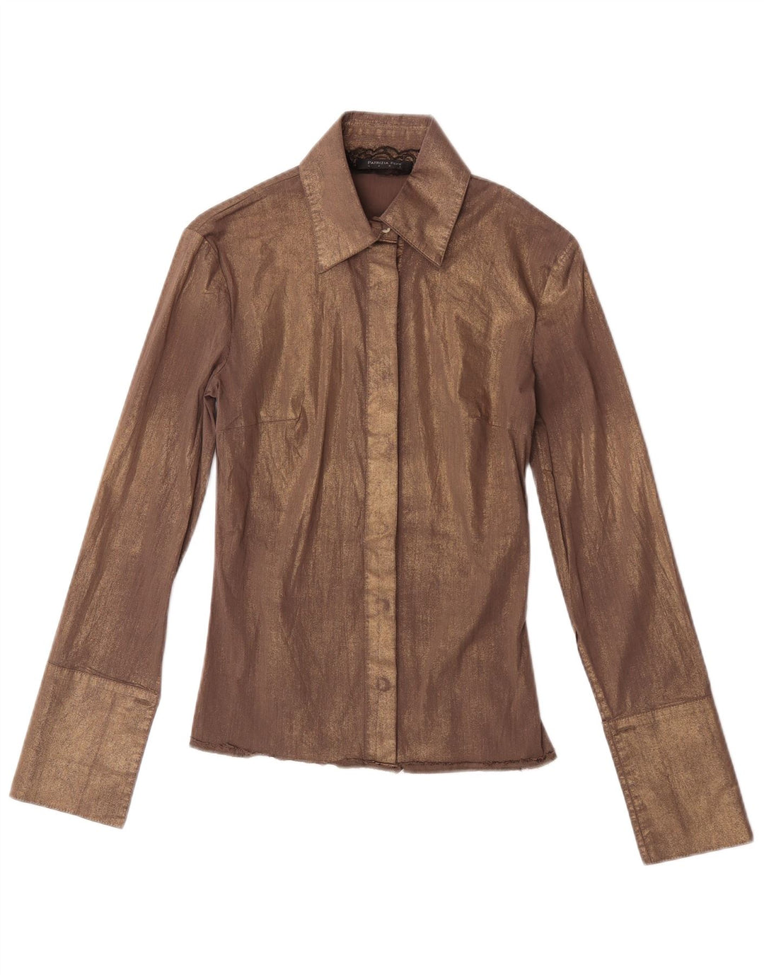 Patrizia Pepe Womens Formal Shirt IT 40 Small Brown Cotton