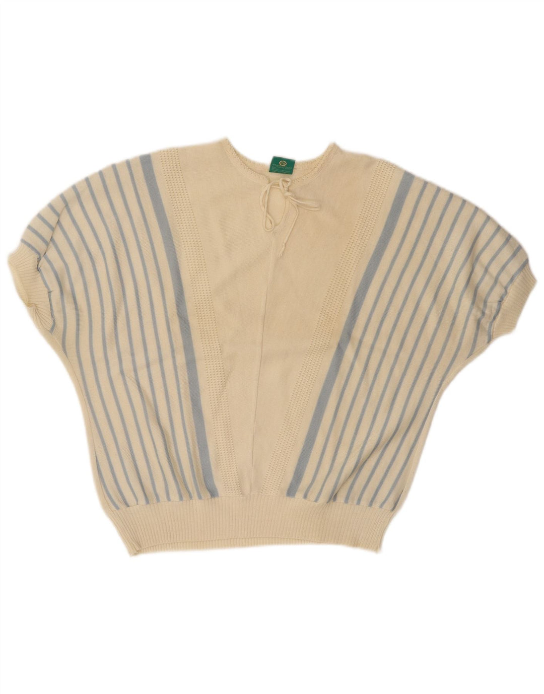 CANDA Womens Crop Crew Neck Jumper Sweater EU 44 XL Off White Striped