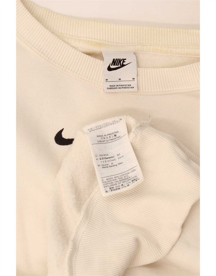 Nike Womens Crop Oversized Sweatshirt Jumper UK 14 Medium White Cotton