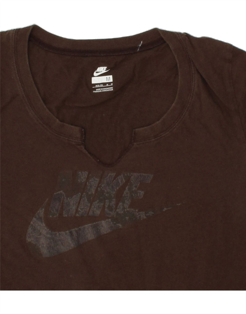 NIKE Womens Graphic T-Shirt Top UK 8/10 Medium Brown Cotton | Vintage Nike | Thrift | Second-Hand Nike | Used Clothing | Messina Hembry 