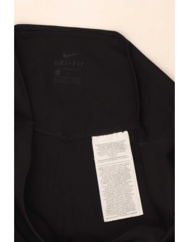 Nike Womens Dri Fit Graphic Leggings UK 14 Large Black Polyester