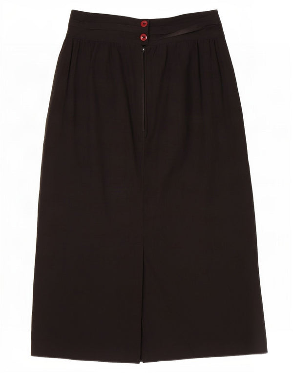 Vintage Womens Midi Skirt IT 44 Medium W26 Black Cotton