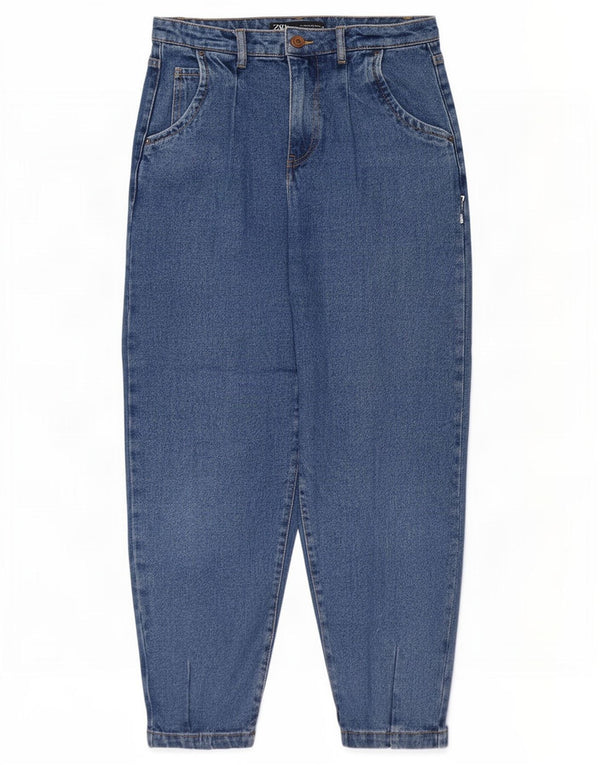 Zara Womens Balloon High Waist Tapered Jeans EU 34 2XS W24 L26 Blue Cotton