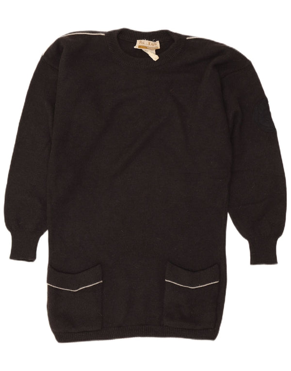 Poi By Krizia Womens Long Sleeve Jumper Dress UK 8 Small Black Wool