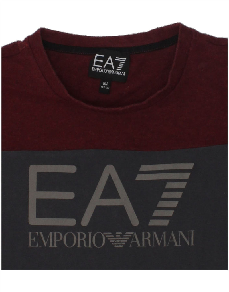 EMPORIO ARMANI Boys Graphic T-Shirt Top 9-10 Years Grey Colourblock | Vintage Emporio Armani | Thrift | Second-Hand Emporio Armani | Used Clothing | Messina Hembry 