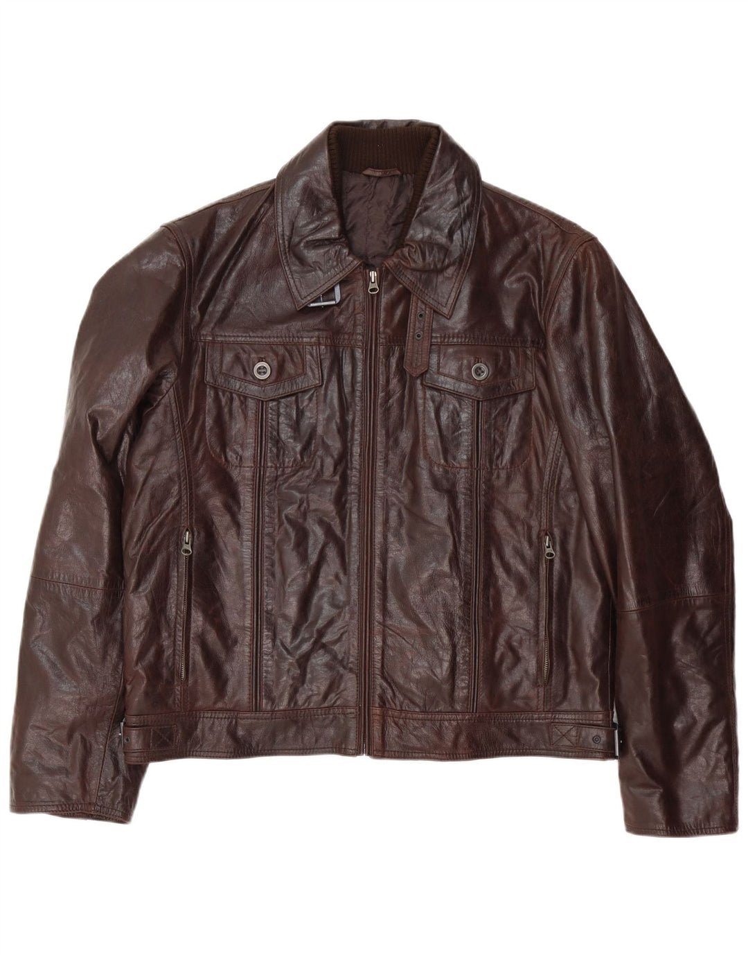 Vintage Mens Bomber Leather Jacket IT 54 2XL Brown Leather