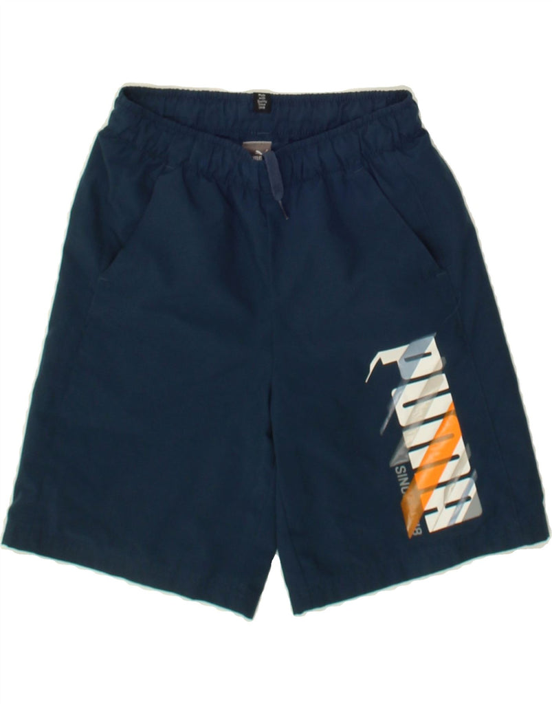 PUMA Boys Graphic Sport Shorts 9-10 Years Navy Blue | Vintage Puma | Thrift | Second-Hand Puma | Used Clothing | Messina Hembry 