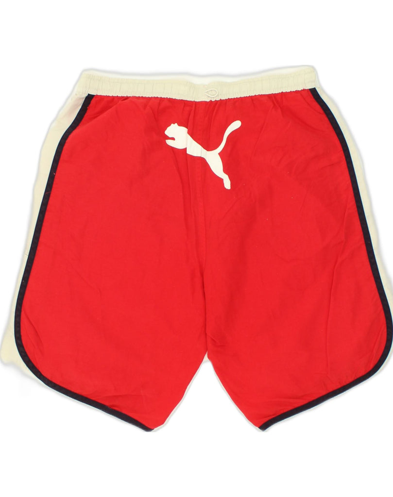 PUMA Mens Sport Shorts Large Red Colourblock Nylon | Vintage Puma | Thrift | Second-Hand Puma | Used Clothing | Messina Hembry 