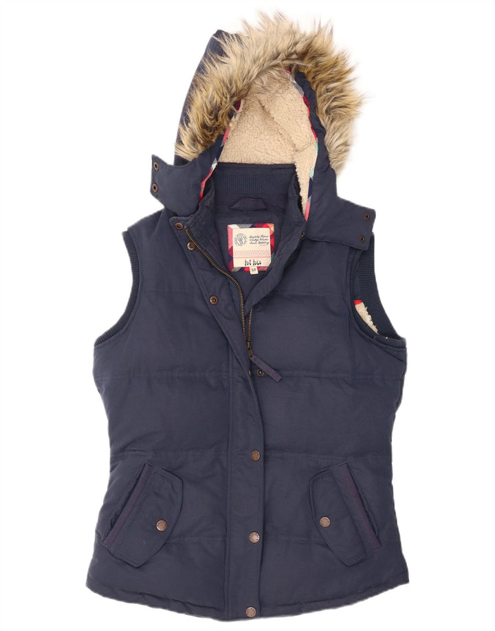 Fat Face Womens Hooded Padded Gilet UK 10 Small Blue Polyester