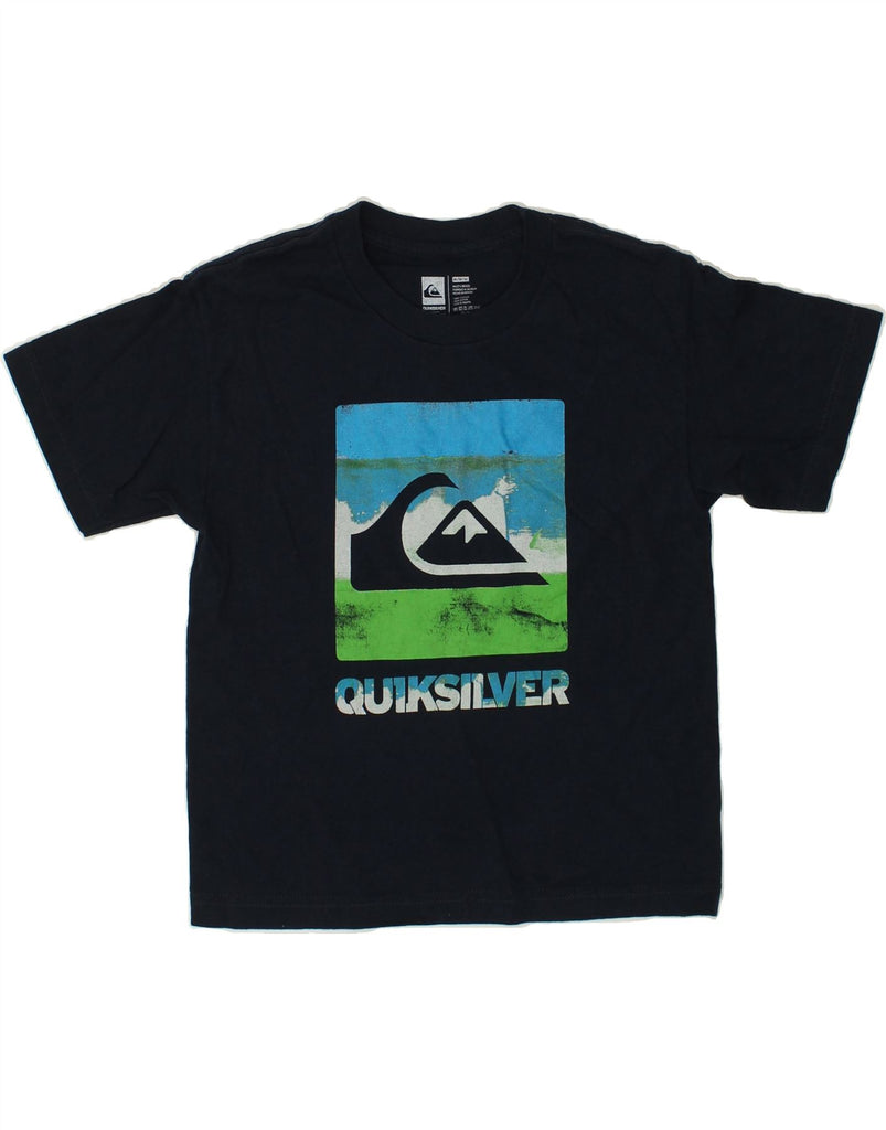 QUIKSILVER Womens Graphic T-Shirt Top UK 12 Medium Navy Blue Cotton | Vintage Quiksilver | Thrift | Second-Hand Quiksilver | Used Clothing | Messina Hembry 